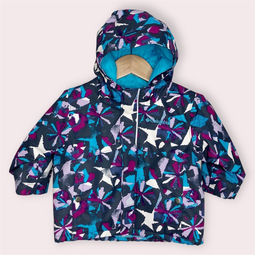 Columbia Kids Jacket Insulated Waterproof Blue Purple Geometric Print 6-12 Month